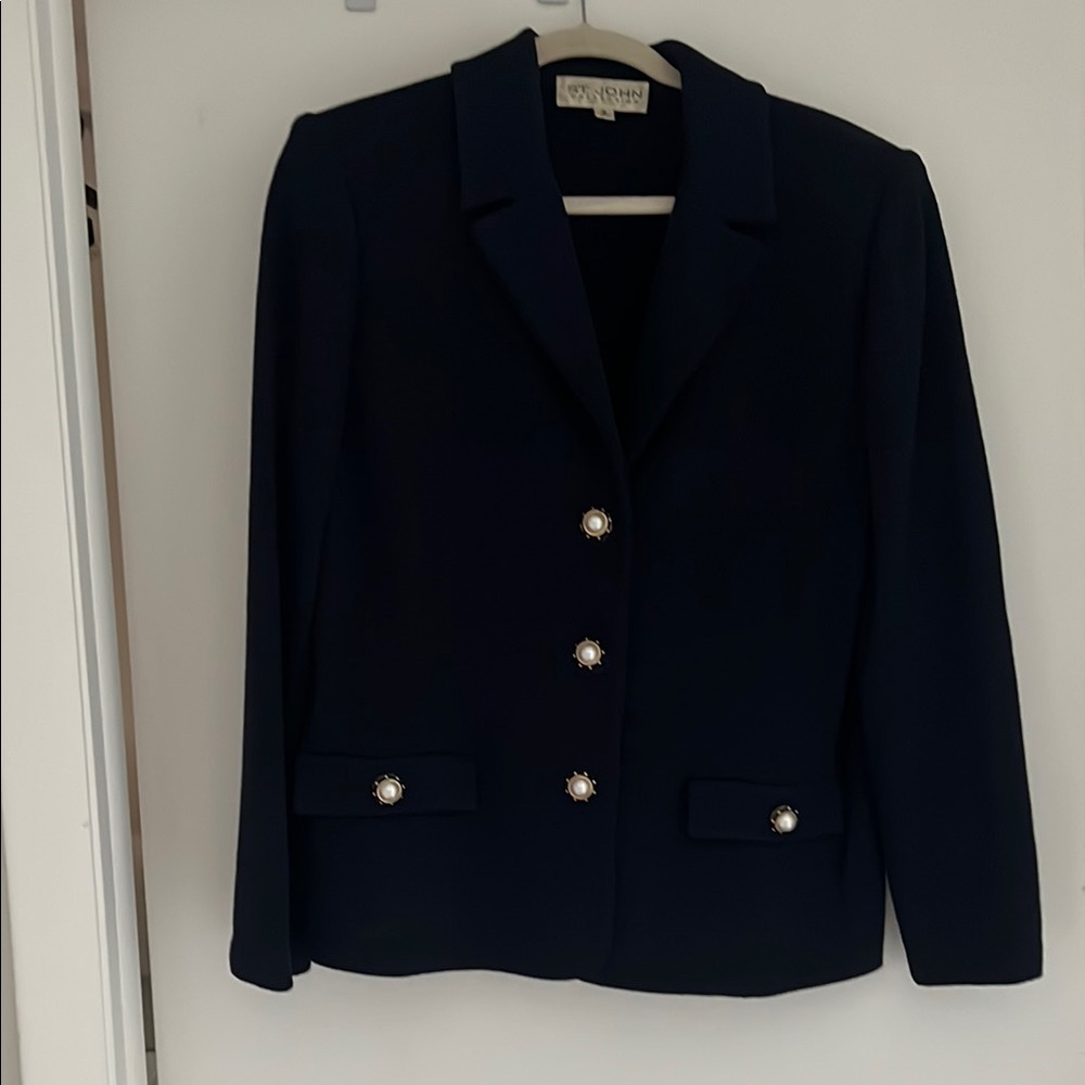 St. John Blue Blazer Classic Suit Jacket